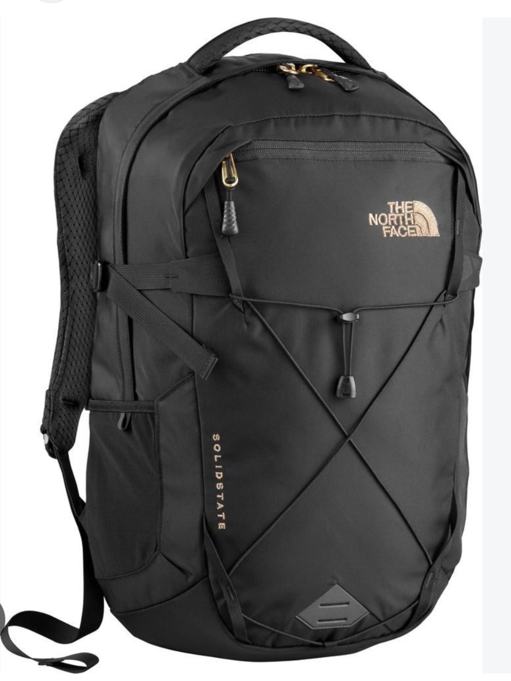 The North Face Solid State Black Backpack with Rose/Gold Accents